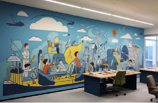  临颍办公室墙绘的特点。